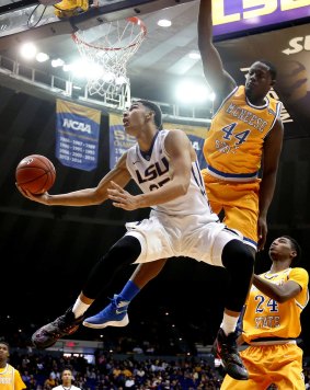 Fancy move: LSU forward Ben Simmons goes to the basket against McNeese State.