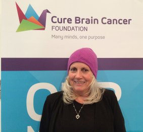 Marcella Zemanek in a beanie for Cure Brain Cancer Foundation.