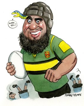 Parra's Junior Paulo turns out in park rugby. Illustration: John Shakespeare