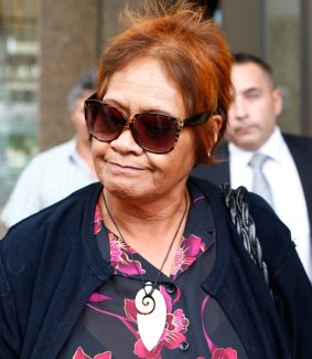 James Polkinghorne's mother Aroha Gouvela leaves the NSW Supreme Court  on Friday.