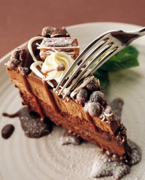 A slice of Cafe Anna Blume's famous chocolate gateau.