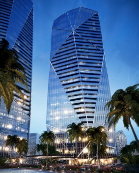An artist's impression of the Jewel project at Broadbeach on the Gold Coast to be built by Brookfield Multiplex and developed by China's Dalian Wanda. 