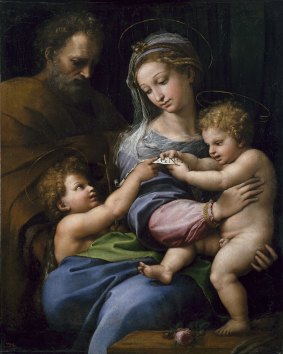 How could great art not lower the blood pressure and cut back stress? Raphael, 1483-1520, Holy Family with Saint John.