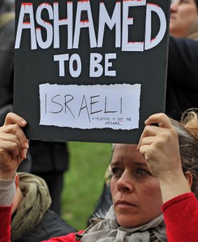 An anti-Israel protester makes her voice heard.
