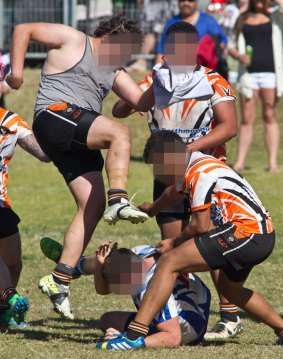 A brawl at Turnbull Oval in 2013.