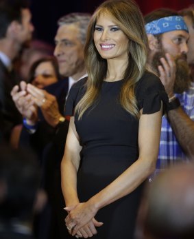 Melania Trump in her reliable first lady-style sheath. 