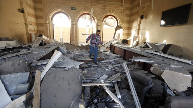 Destruction: A damaged room in the Islamic Art Museum, opposite the police headquarters.