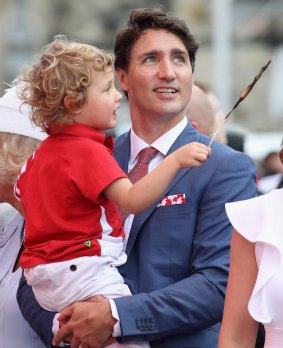 Canadian Prime Minister Justin Trudeau and his son, Hadrien.