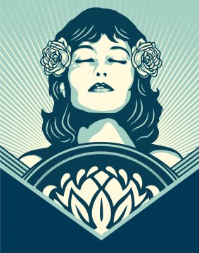 Shepard Fairey created this original illustration, which combines digital art and hand drawing, in a world exclusive for Fairfax Media. The work is part of Fairey's latest series exploring peace, harmony and the environment.