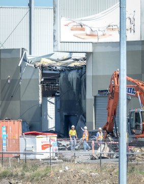 The crash site at Essendon Airport DFO on Wednesday. 