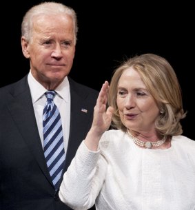 US Vice-President Joe Biden and Hillary Clinton at an event in April 2013.