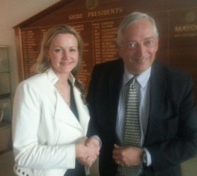 Councillor Rosalie Crestani with Lord Christopher Monckton.