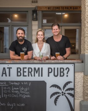 From left: Yannis, Lou and Luke at the Bermagui Beach Hotel.