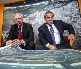 Days gone by - in 2012 when former deputy premier Jeff Seeney and Gold Coast mayor Tom Tate mull the cruise ship project.