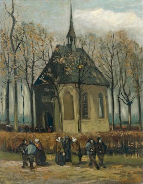 "Congregation Leaving the Reformed Church at Nuene" by Vincent Van Gogh.