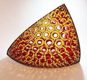 Canberra Glassworks' creative fellow Matthew Curtis is hoping to woo the US glass market with his pieces at the Sculpture Objects Functional Art and Design (SOFA) Fair in Chicago including Red Phloem.
