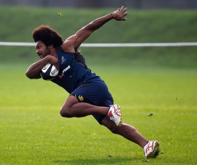 Wallaby Henry Speight in action during an Australia training session this week.