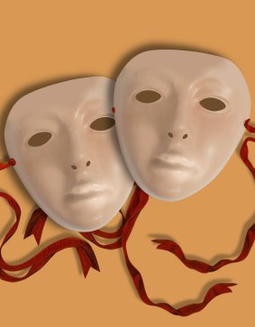 Theatre masks. Illustration by Judy Green.