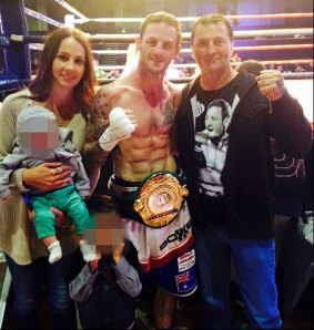 Boxer David "Davey" Browne with wife Amy and father David Browne snr.