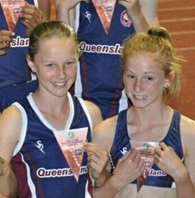 Riley Day (left) and Ella Connolly in 2010 at National Primary School championships.