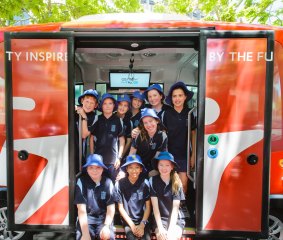 Year 6 students from Ainslie School were among the first to experience riding a driverless shuttle, with rides offered to the public from Friday.