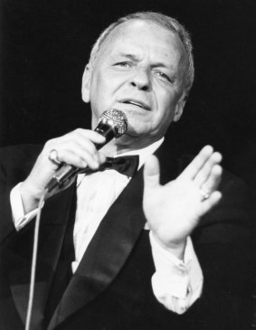 Frank Sinatra performs at Caesars Palace, Las Vegas.