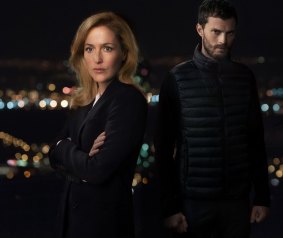 Gillian Anderson and Jamie Dornan in <i>The Fall</i>.