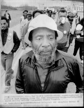 Gregory at the 20th anniversary Selma-to-Montgomery march in 1985.