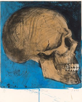 Jim Dine, A Side View in Florida,  1986, hand-coloured etching, soft- ground etching, power-tool abrasion and burnishing, National Gallery of Victoria, gift of the artist.