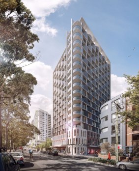 An artist impression of the type of building that could be developed on the combined site at 13-23 Gibbons Street, Redfern.