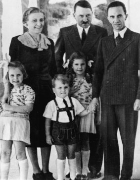 Adolf Hitler with Joseph Goebbels, his wife Magda and their three oldest children, late 1930s.