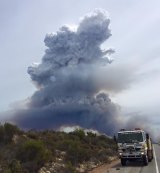 A bushfire burning out-of-control near Wedge Island. 