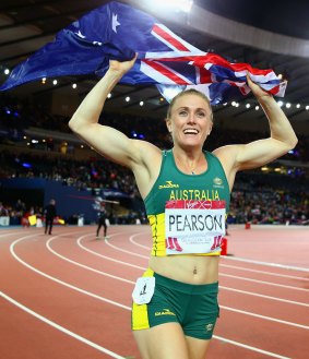 "Pure relief": Sally Pearson enjoys her victory in Glasgow.