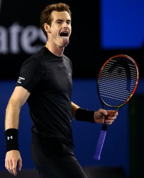 Andy Murray shows his frustrations during the second set of his fourth round match against Grigor Dimitrov.