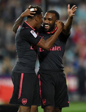 $89m man Alexandre Lacazette celebrates his maiden goal for new club Arsenal.