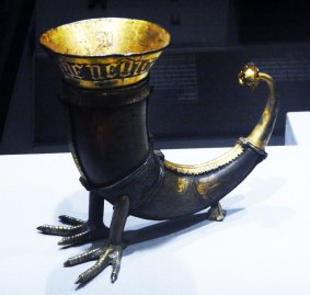 Medieval drinking horn at British Museum late Medieval Europe.