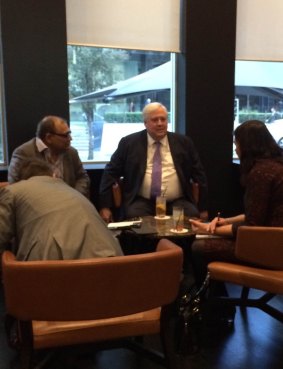 A snap of Clive Palmer at Perth's Hilton Hotel on Tuesday,