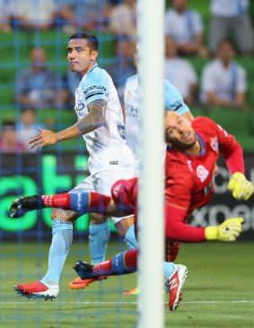 Cahill's goal came in the 12th minute against Newcastle at AAMI Park.