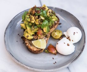 The 'Bernard Salt special' of smashed avocado on toast with poached eggs.
