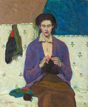 Grace Cossington Smith's <i>The sock knitter</i>, 1915.