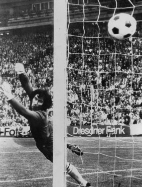 Lifelong passion: Jack Reilly during Australia's 1974 World Cup game against West Germany.