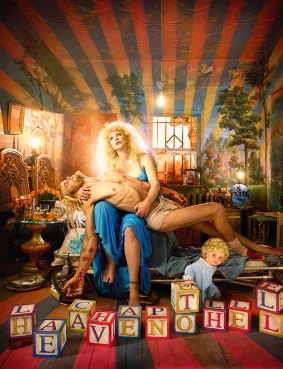 David LaChapelle, Courtney Love, Pieta, 2006, shows the artist's twin fascination with celebrity and religion.