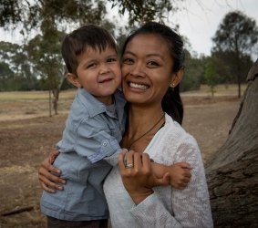 Phyo Courtis and her son, James.