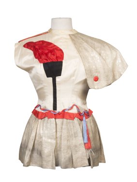 1956 Melbourne Olympics: Dancer/Cheerleader's Uniform, decorated with Olympic Torch. Good condition. Estimate: $300-400