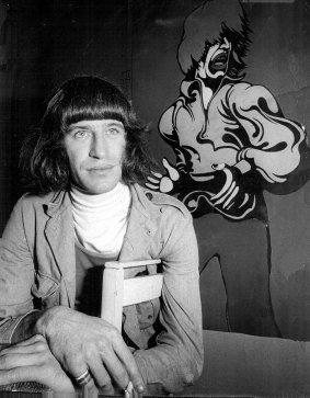 Martin Sharp, pictured with one of his works, in 1970.