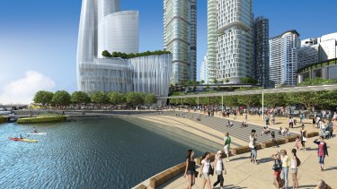 Artist's impression of Crown Sydney at Barangaroo, designed by Wilkinson Eyre Architects. 