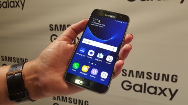 The Samsung Galaxy S7 at its unveiling in Barcelona.