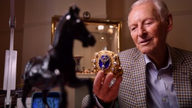 Jeweller Raymond Schlager with an 1850s presentation box with the Tsar's monogram.