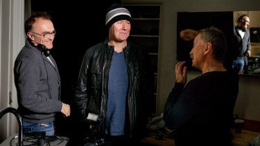Danny Boyle, Irvine Welsh and Robert Carlye on the set of <i>T2 Trainspotting</i>.