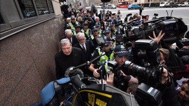 Cardinal George Pell to leaves the Melbourne Magistrates Court. 